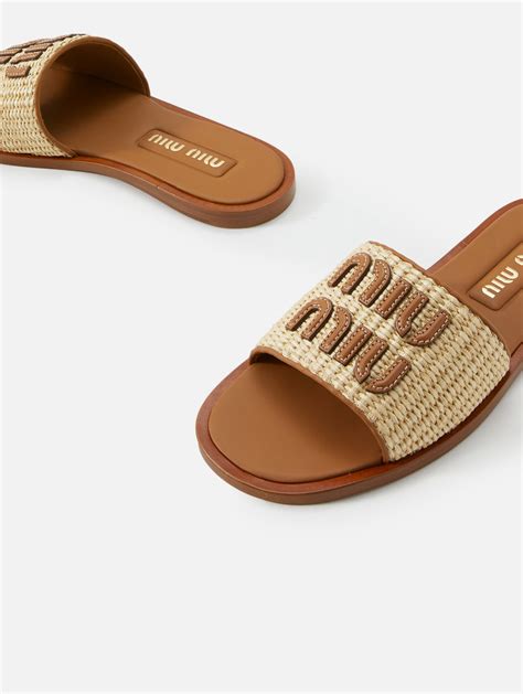 ciabatta miu miu|Ciabatte Raffia Sandal .